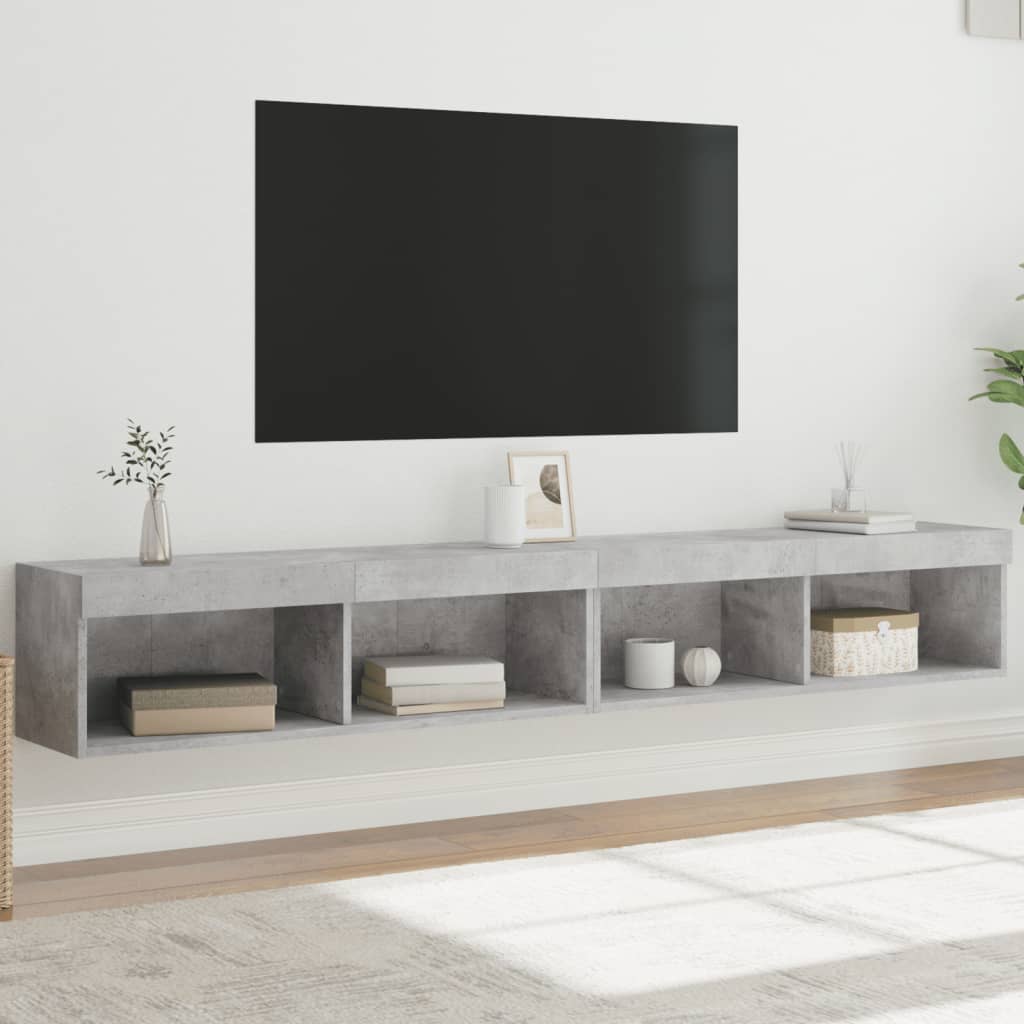 Meubles TV avec lumières LED 2 pcs gris béton 100x30x30 cm - XIOS