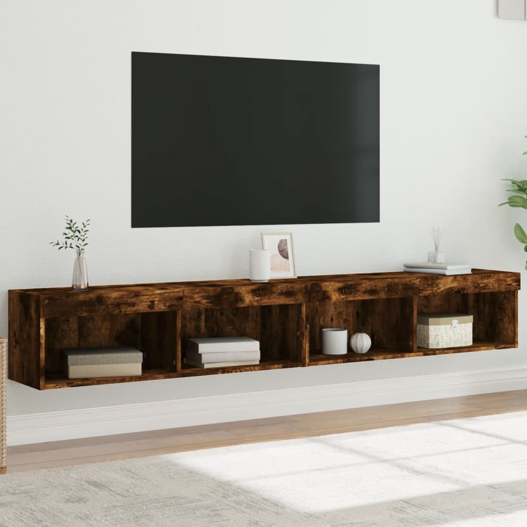 Meubles TV avec lumières LED 2 pcs chêne fumé 100x30x30 cm - XIOS