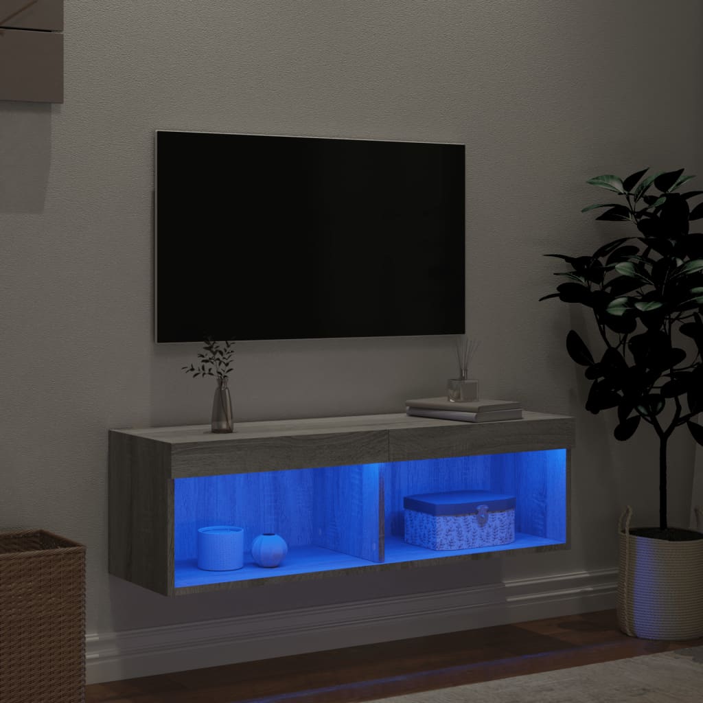 Meuble TV avec lumières LED sonoma gris 100x30x30 cm - XIOS
