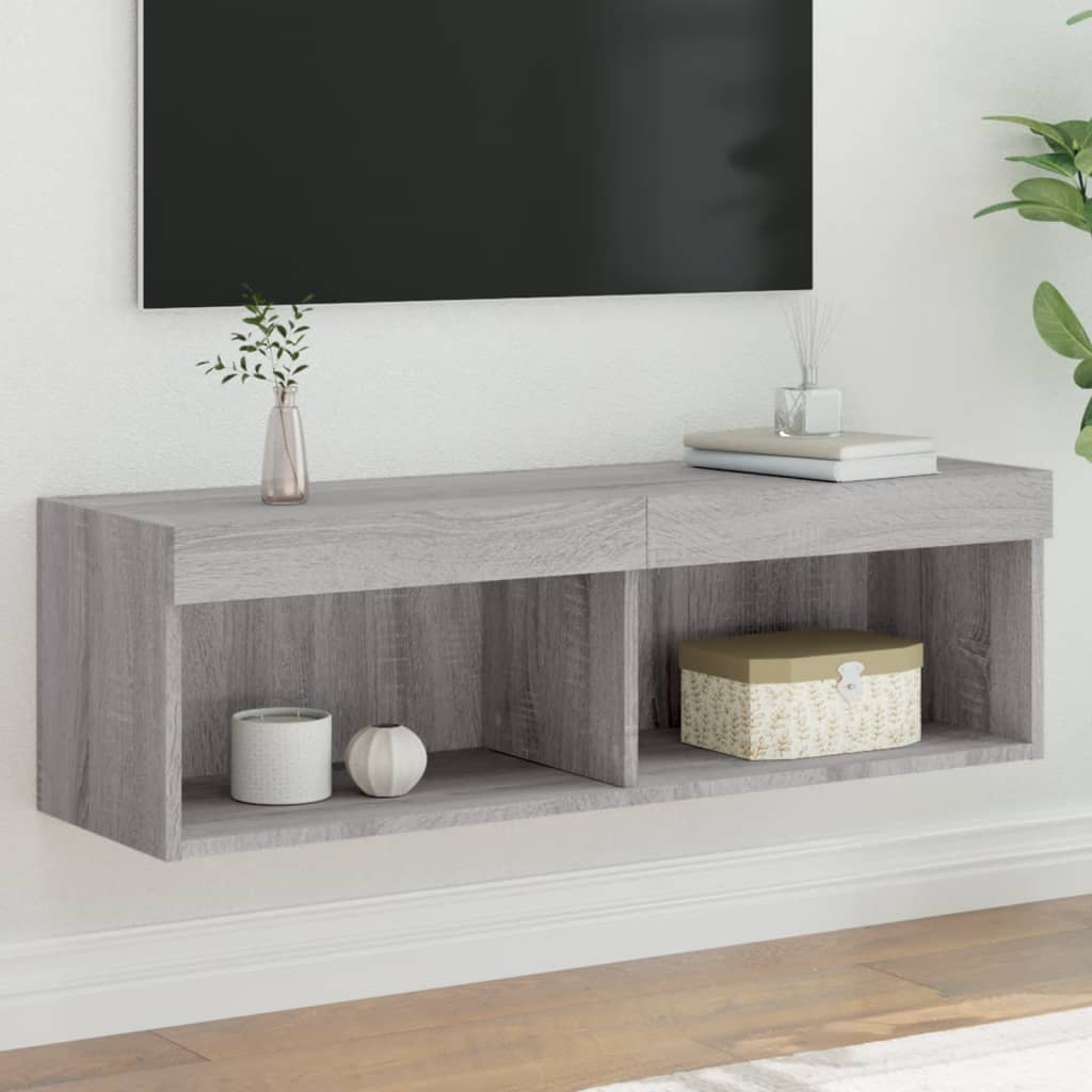 Meuble TV avec lumières LED sonoma gris 100x30x30 cm - XIOS