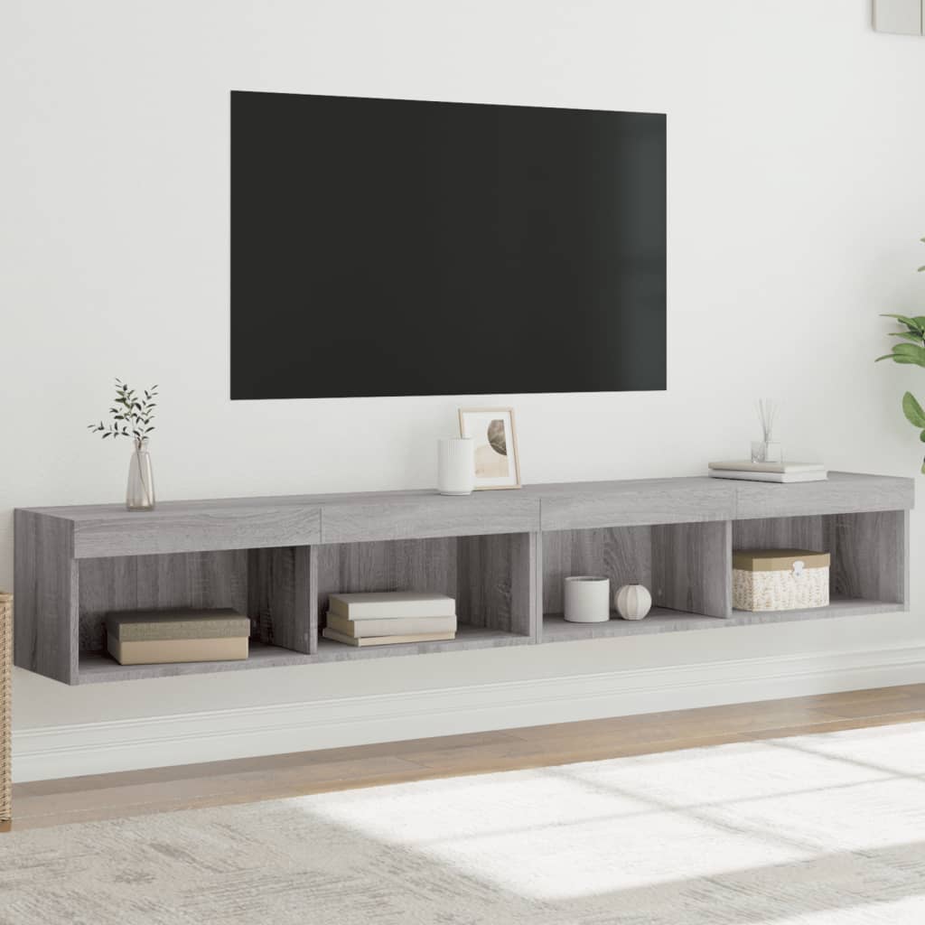 Meubles TV avec lumières LED 2 pcs sonoma gris 100x30x30 cm - XIOS