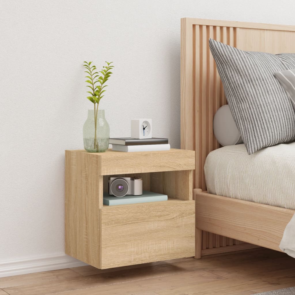 Meuble TV mural avec lumières LED chêne sonoma 40x30x40 cm - XIOS