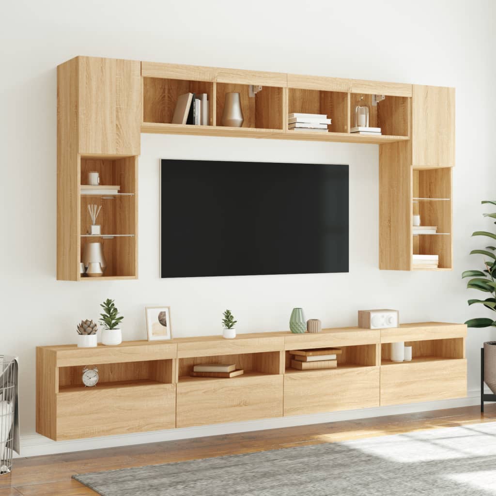 Meubles TV muraux lumières LED 2 pcs chêne sonoma 60x30x40 cm - XIOS