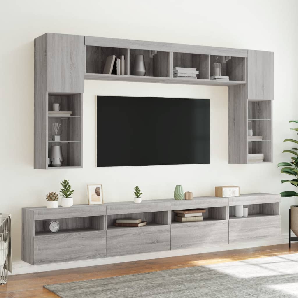 Meubles TV muraux et lumières LED 2pcs sonoma gris 60x30x40 cm - XIOS