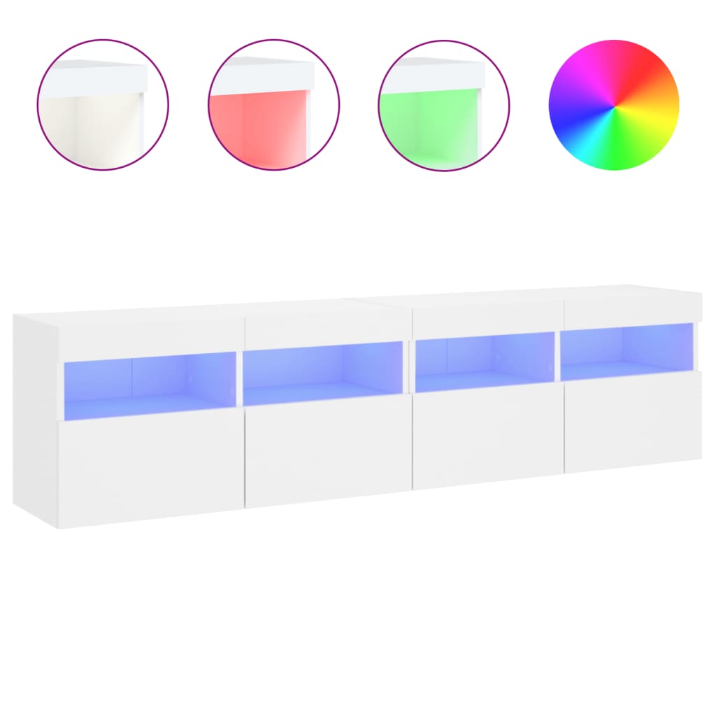 Meubles TV muraux avec lumières LED 2 pcs blanc 80x30x40 cm - XIOS