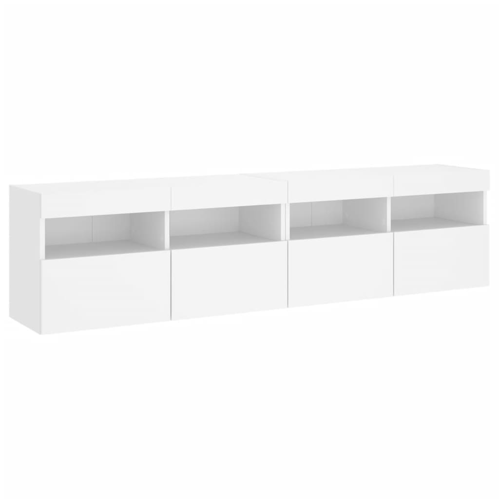 Meubles TV muraux avec lumières LED 2 pcs blanc 80x30x40 cm - XIOS