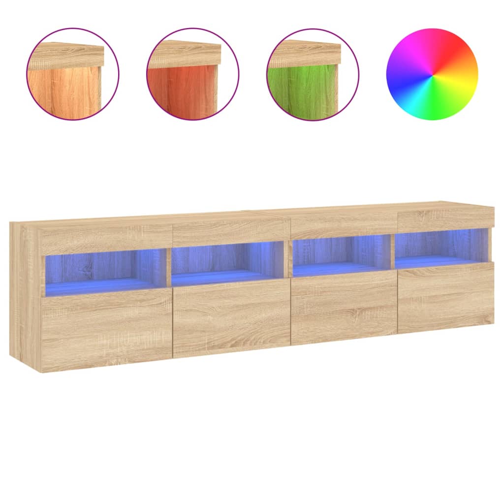 Meubles TV muraux lumières LED 2 pcs chêne sonoma 80x30x40 cm - XIOS