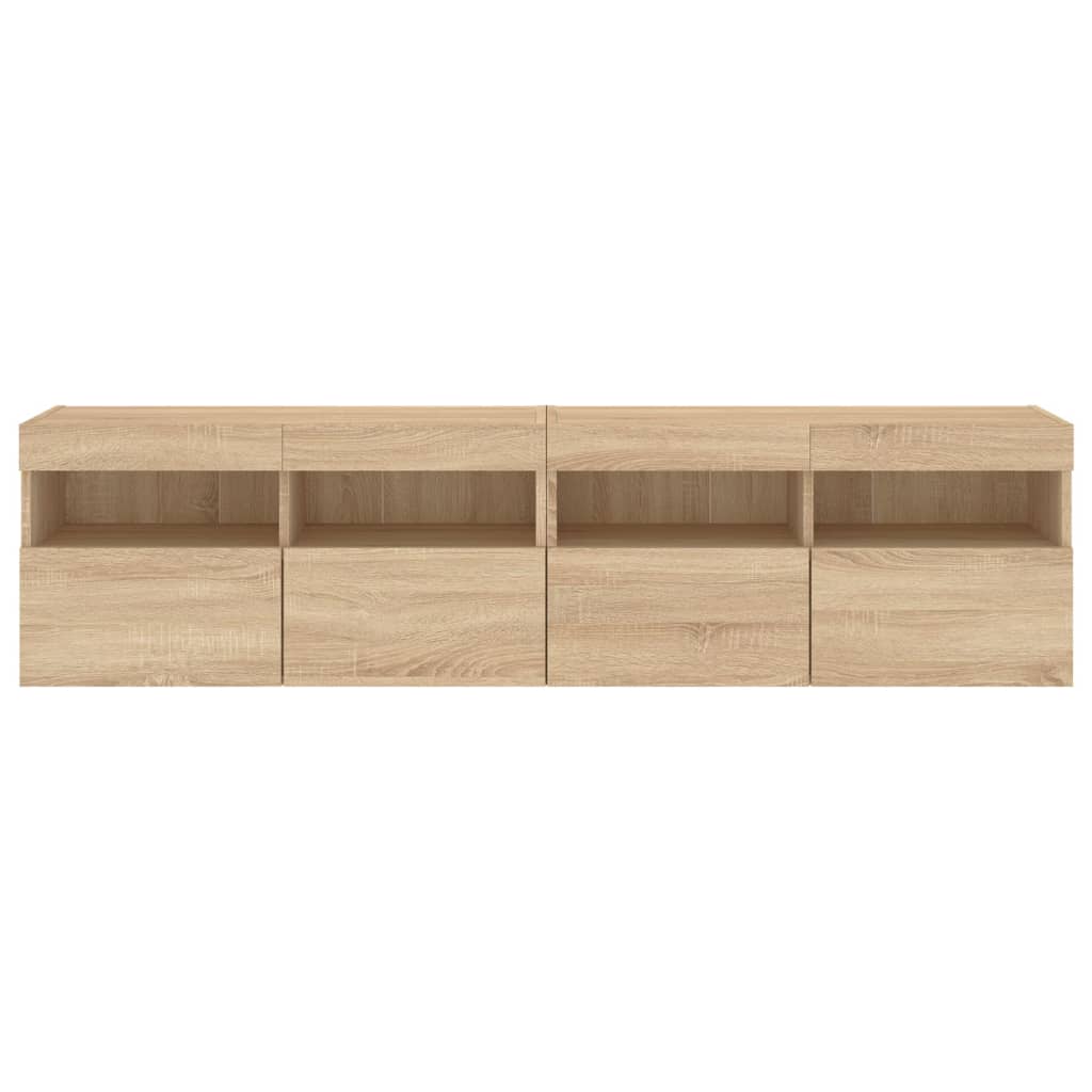 Meubles TV muraux lumières LED 2 pcs chêne sonoma 80x30x40 cm - XIOS