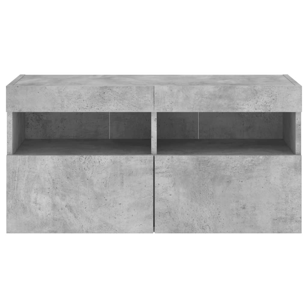 Meuble TV mural avec lumières LED gris béton 80x30x40 cm - XIOS