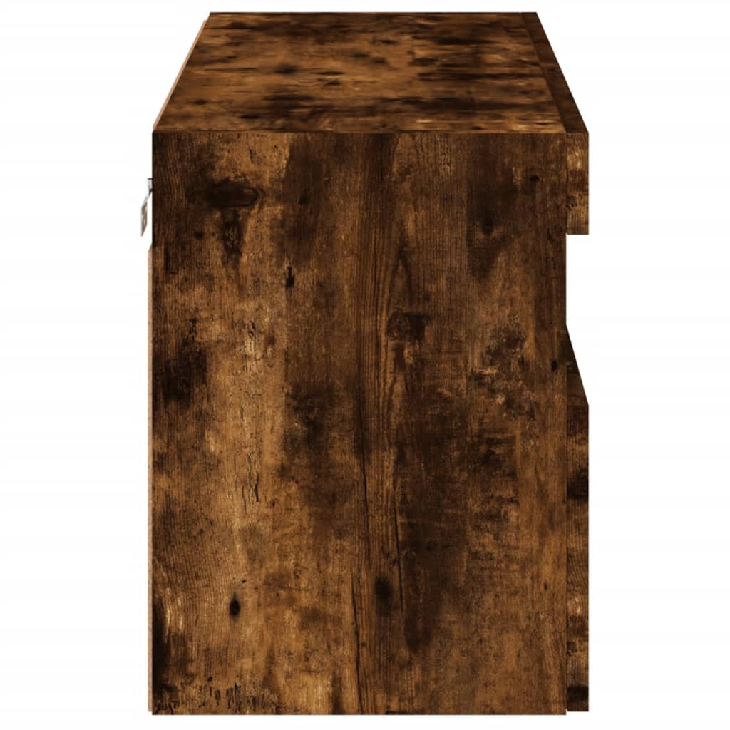 Meuble TV mural avec lumières LED chêne fumé 80x30x40 cm - XIOS