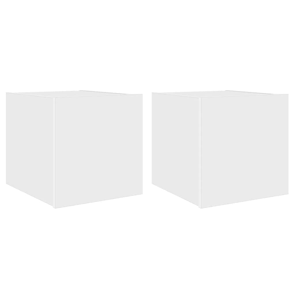 Meubles TV muraux avec lumières LED 2 pcs blanc 30,5x35x30 cm - XIOS