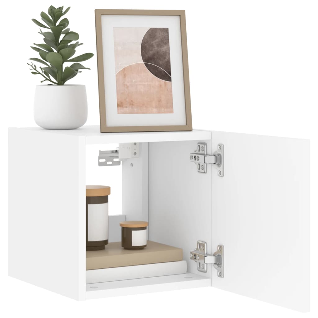 Meubles TV muraux avec lumières LED 2 pcs blanc 30,5x35x30 cm - XIOS