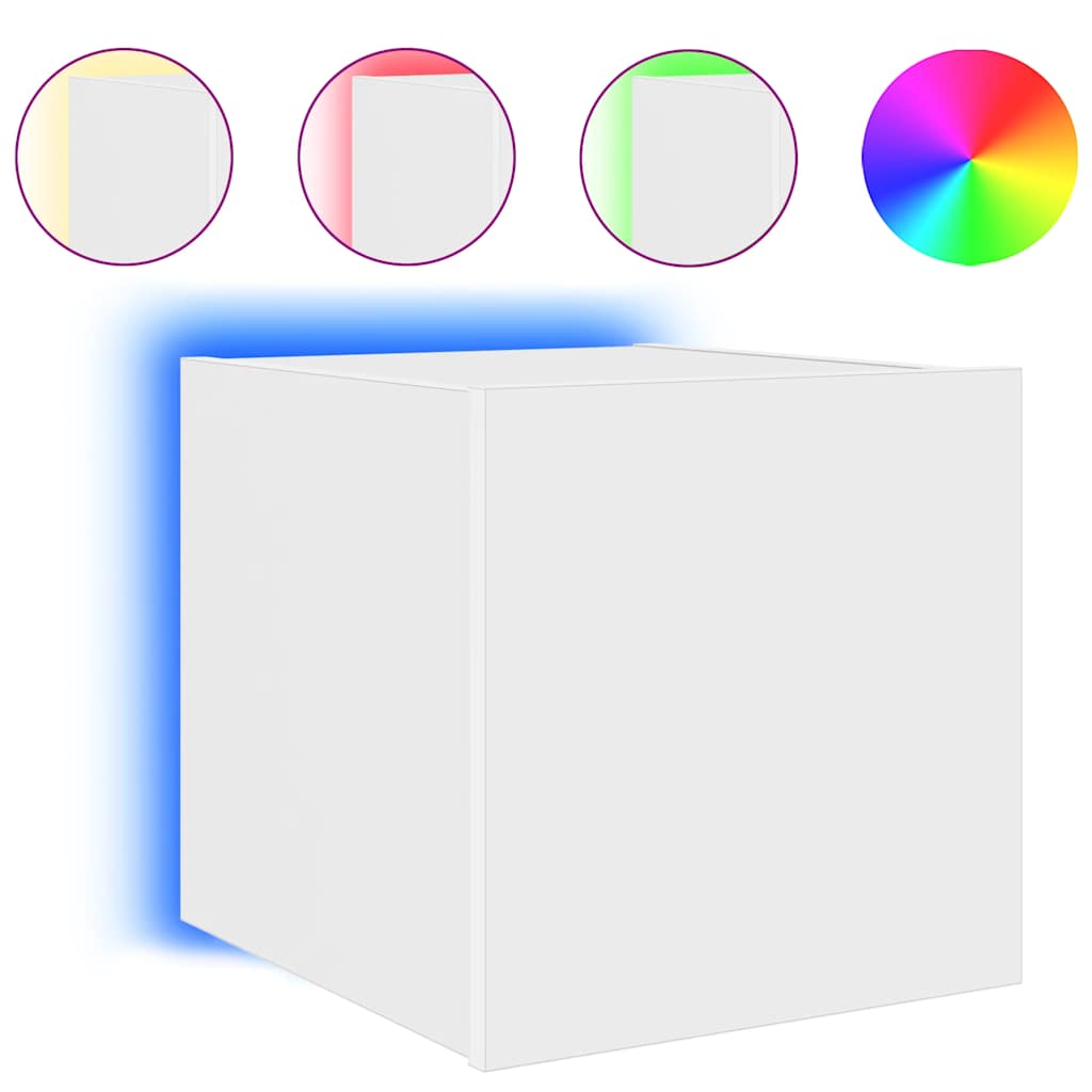 Meubles TV muraux avec lumières LED 2 pcs blanc 30,5x35x30 cm - XIOS