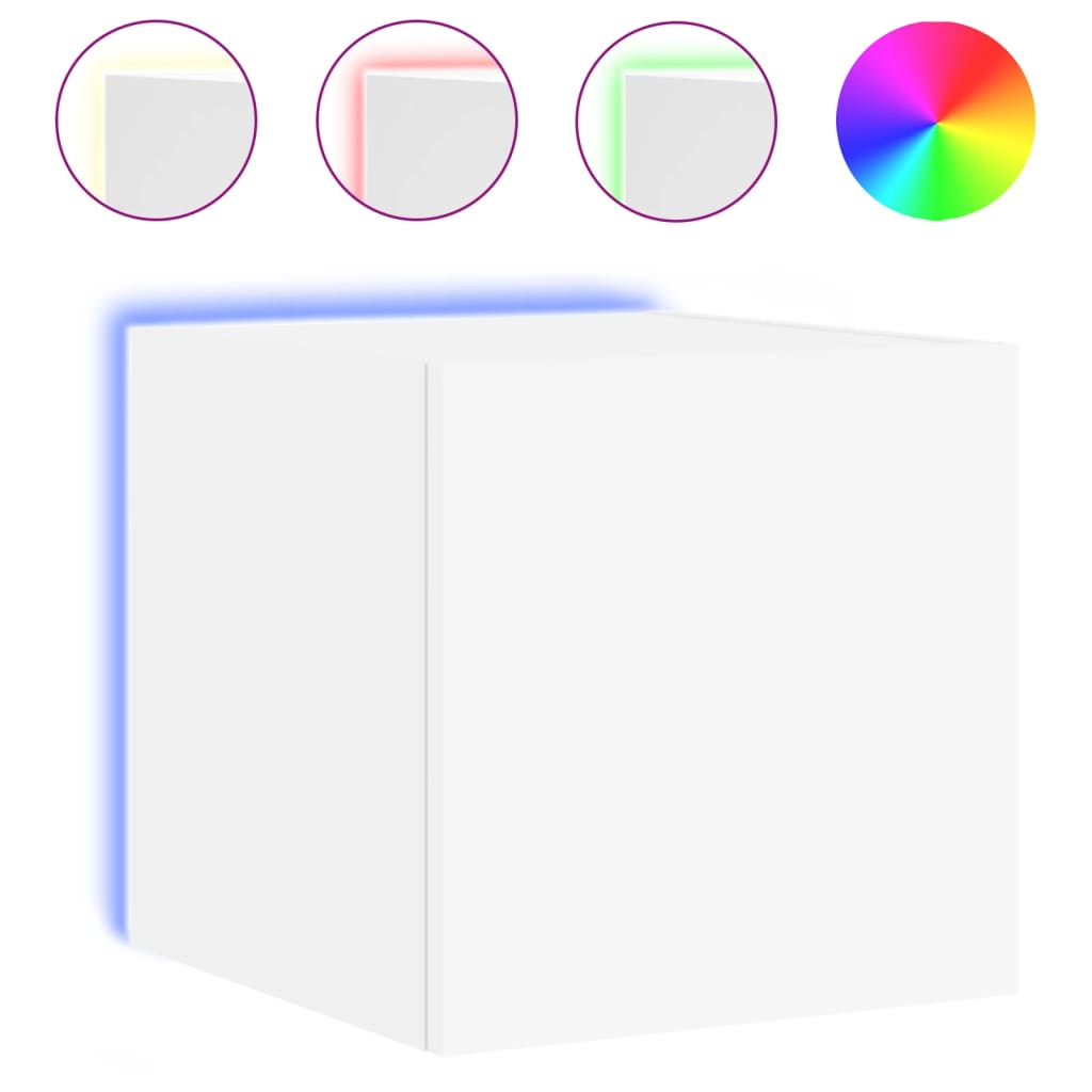 Meubles TV muraux avec lumières LED 2 pcs blanc 30,5x35x30 cm - XIOS
