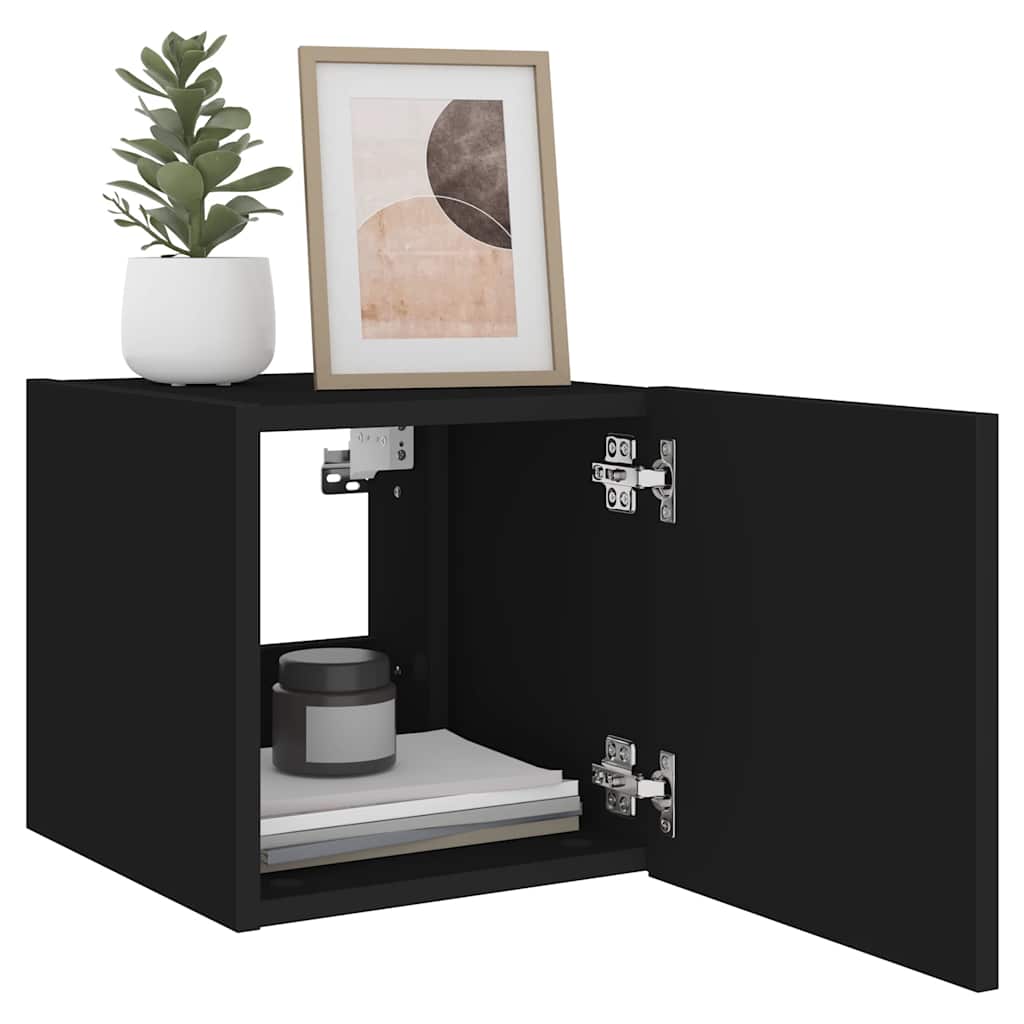 Meubles TV muraux avec lumières LED 2 pcs noir 30,5x35x30 cm - XIOS