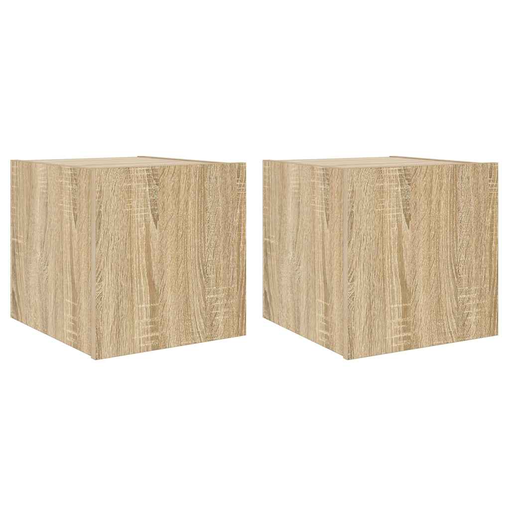 Meubles TV muraux lumières LED 2 pcs chêne sonoma 30,5x35x30 cm