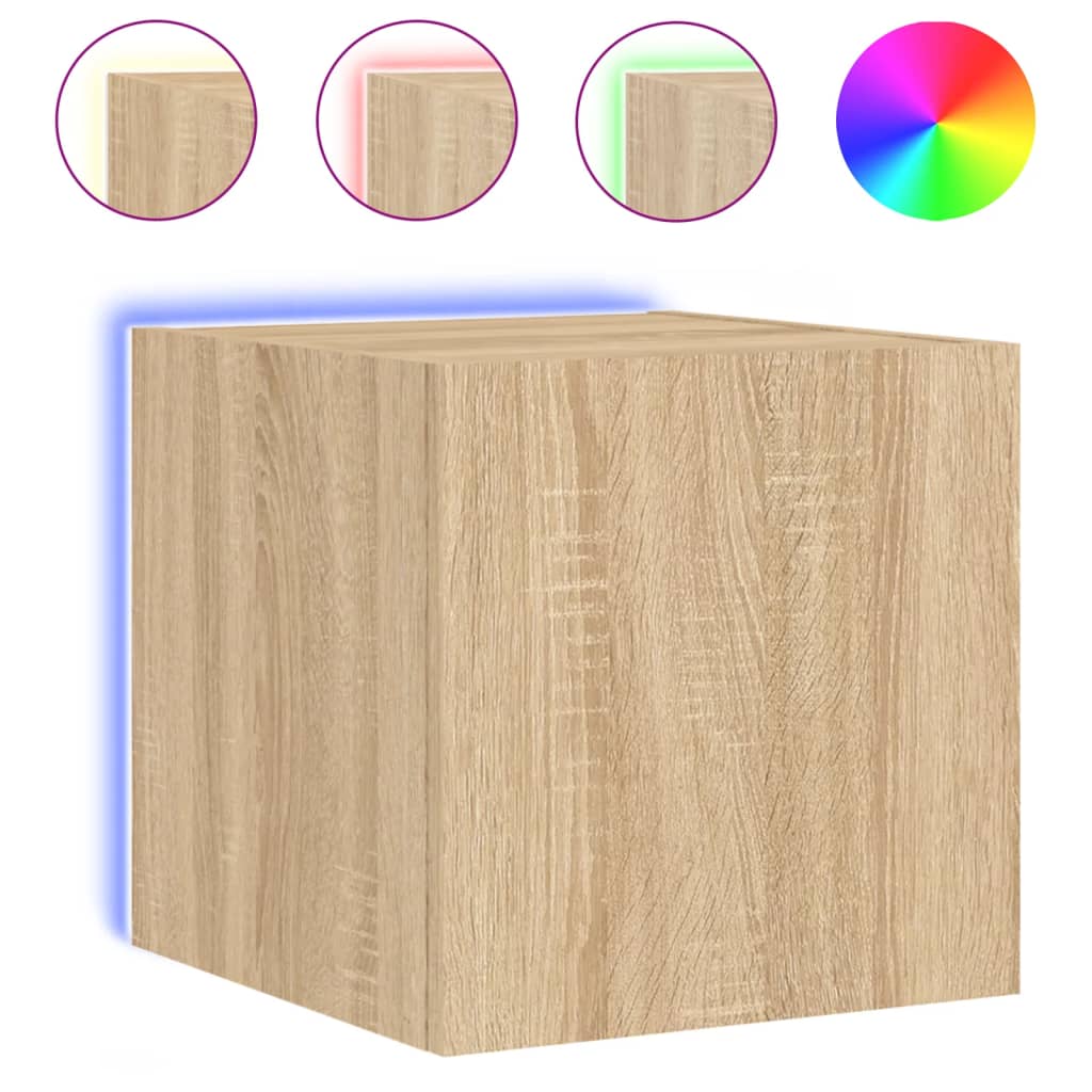 Meubles TV muraux lumières LED 2 pcs chêne sonoma 30,5x35x30 cm - XIOS