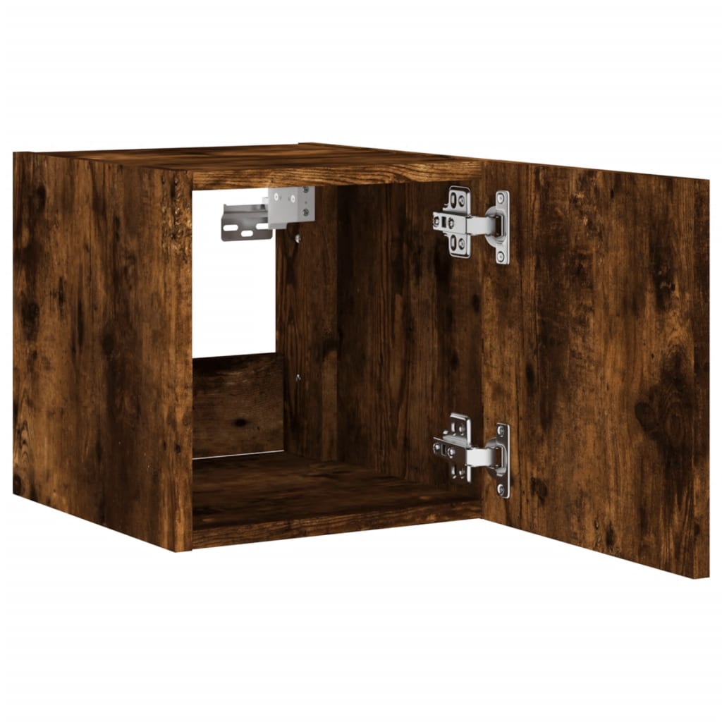 Meuble TV mural avec lumières LED chêne fumé 30,5x35x30 cm - XIOS