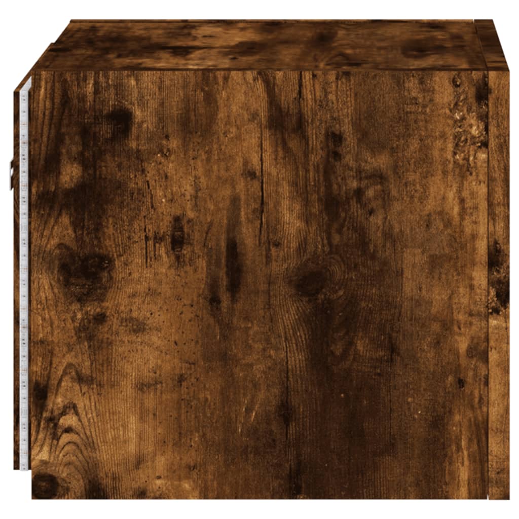 Meuble TV mural avec lumières LED chêne fumé 30,5x35x30 cm - XIOS