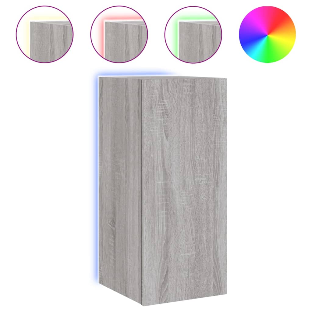 Meuble TV mural avec lumières LED sonoma gris 30,5x35x70 cm - XIOS