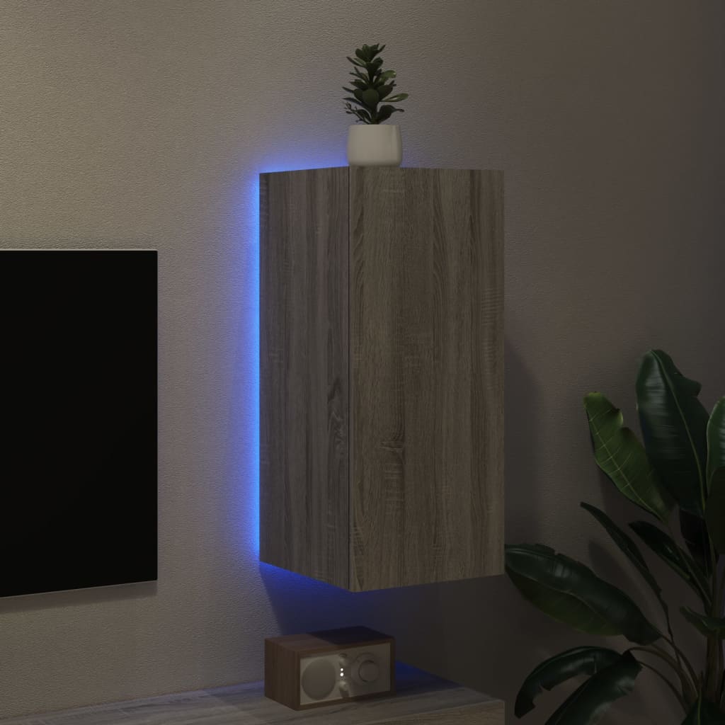 Meuble TV mural avec lumières LED sonoma gris 30,5x35x70 cm - XIOS