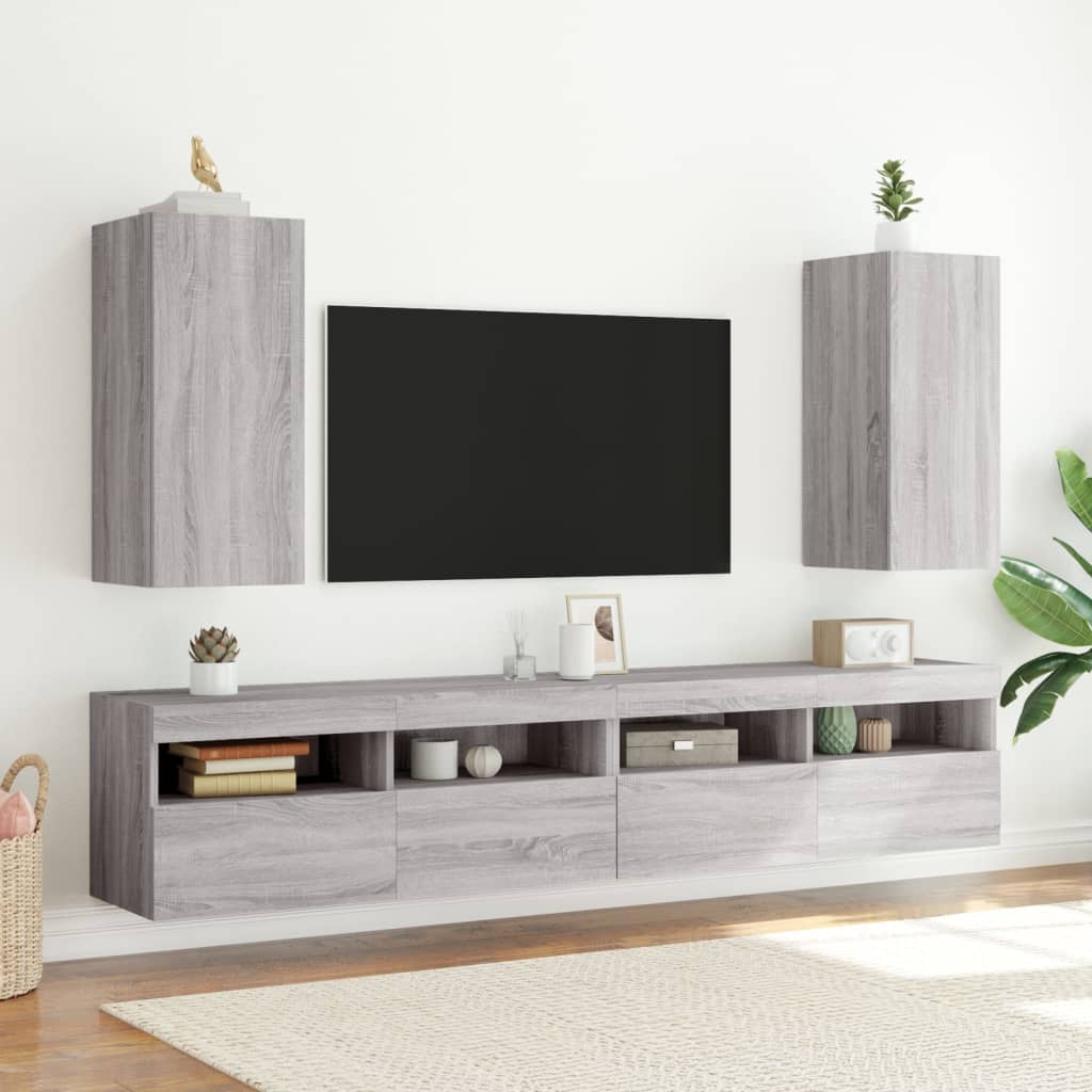 Meuble TV mural avec lumières LED sonoma gris 30,5x35x70 cm - XIOS