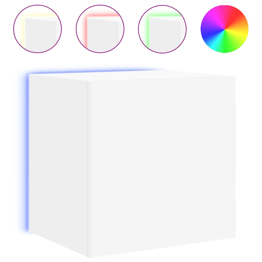 Meuble TV mural avec lumières LED blanc 40,5x35x40 cm - XIOS