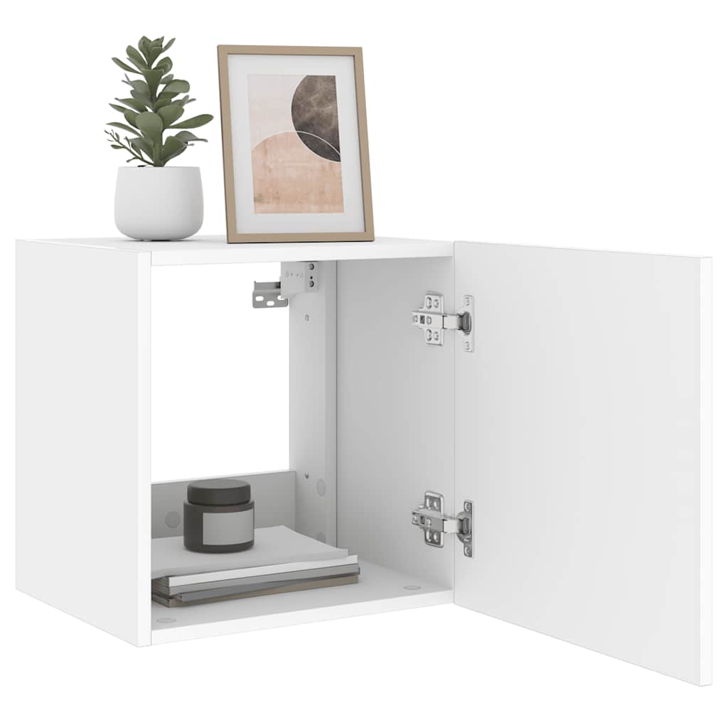 Meubles TV muraux avec lumières LED 2 pcs blanc 40,5x35x40 cm - XIOS