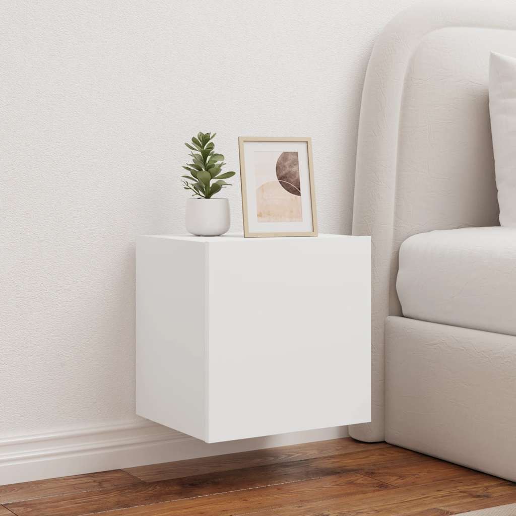Meubles TV muraux avec lumières LED 2 pcs blanc 40,5x35x40 cm - XIOS