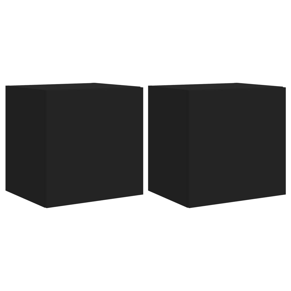 Meubles TV muraux avec lumières LED 2 pcs noir 40,5x35x40 cm - XIOS