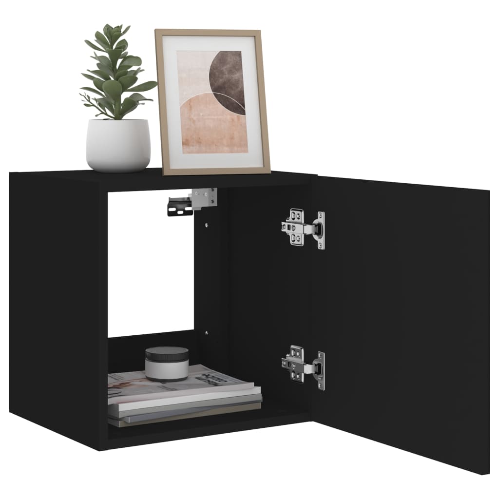 Meubles TV muraux avec lumières LED 2 pcs noir 40,5x35x40 cm - XIOS