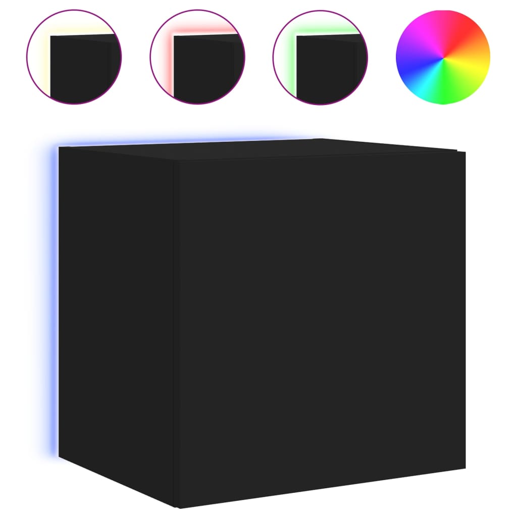 Meubles TV muraux avec lumières LED 2 pcs noir 40,5x35x40 cm - XIOS