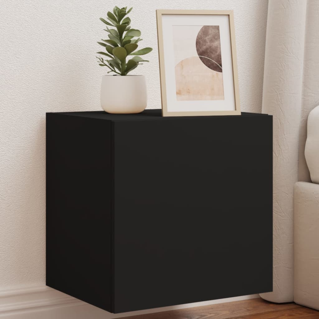Meubles TV muraux avec lumières LED 2 pcs noir 40,5x35x40 cm - XIOS