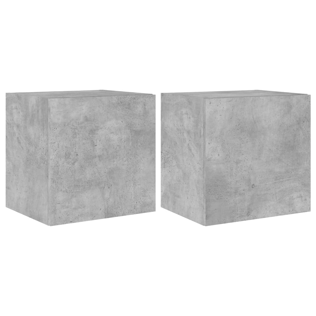 Meubles TV muraux et lumières LED 2pcs gris béton 40,5x35x40 cm - XIOS