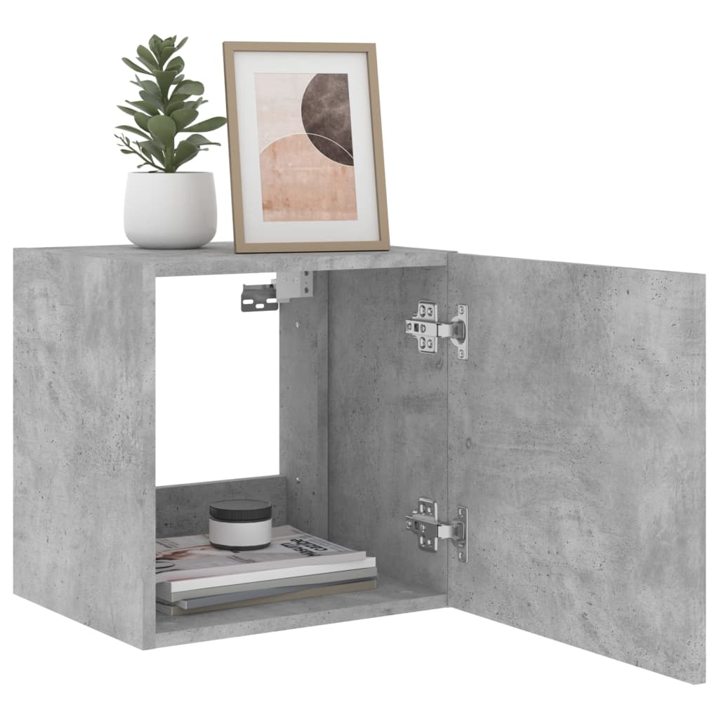Meubles TV muraux et lumières LED 2pcs gris béton 40,5x35x40 cm - XIOS