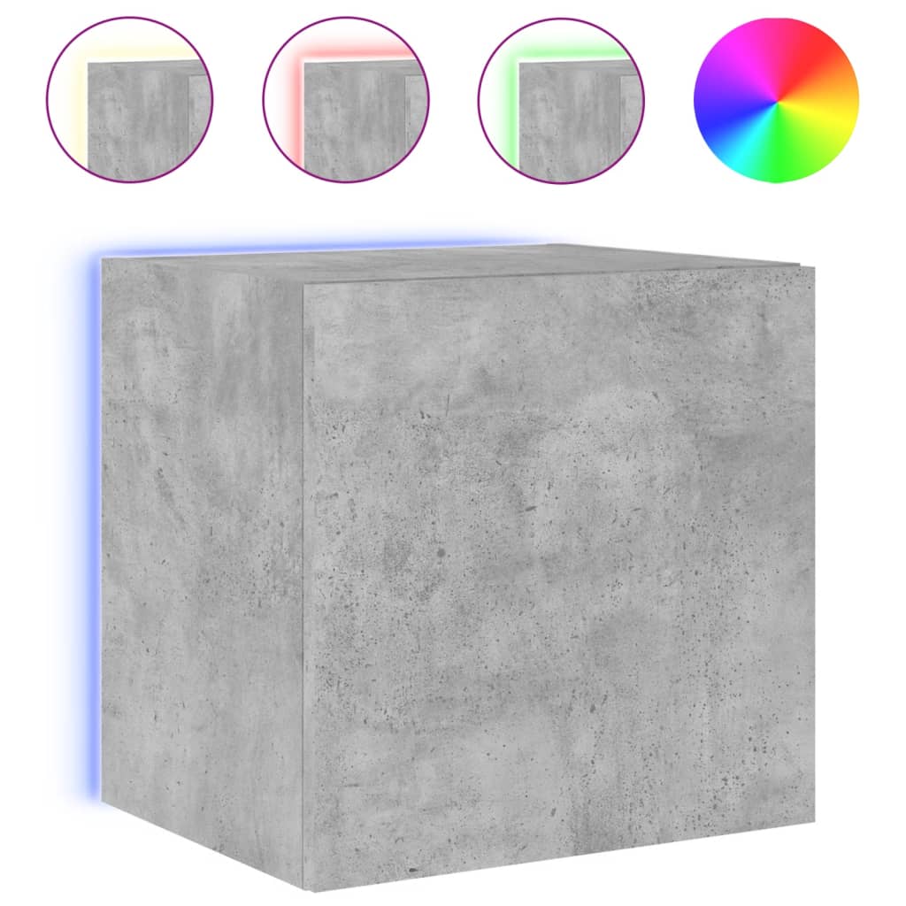 Meubles TV muraux et lumières LED 2pcs gris béton 40,5x35x40 cm - XIOS