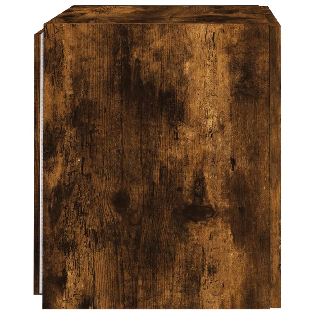 Meuble TV mural avec lumières LED chêne fumé 40,5x35x40 cm - XIOS