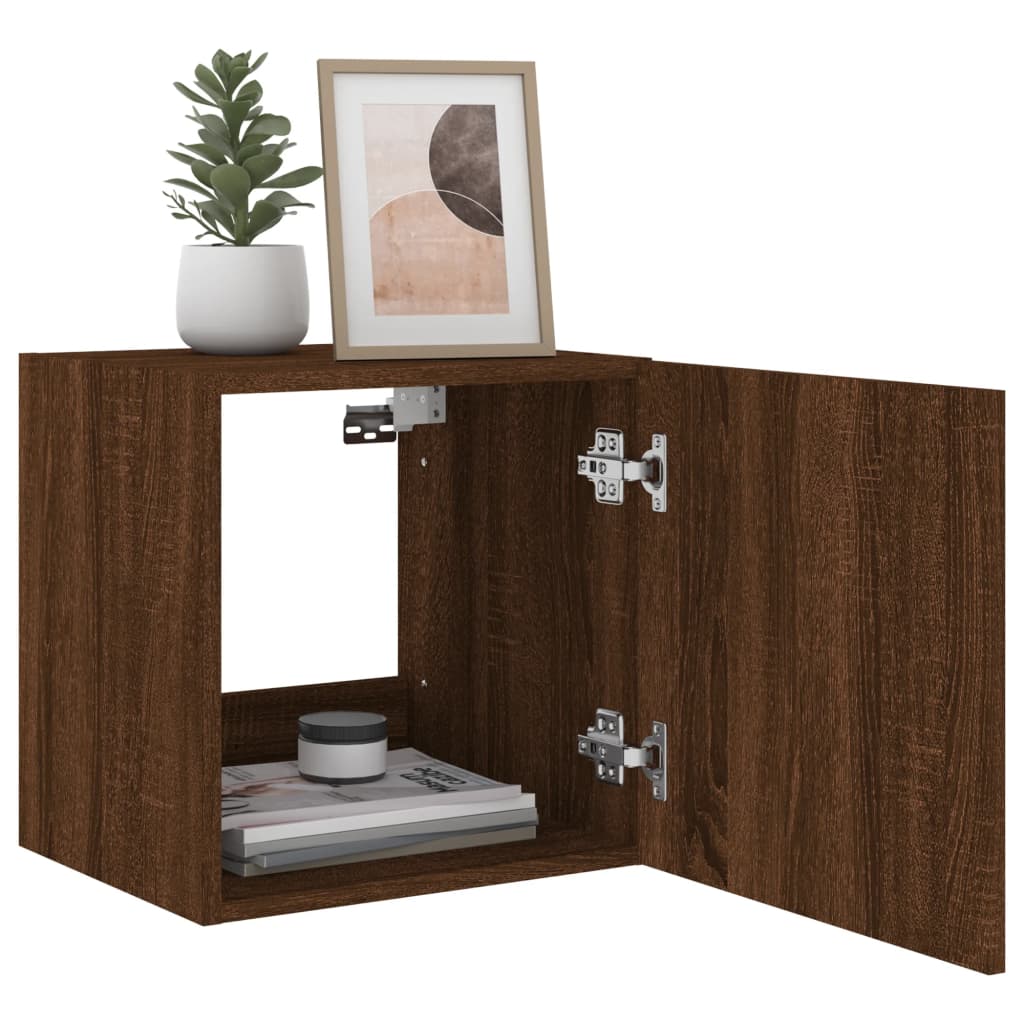 Meuble TV mural avec lumières LED chêne marron 40,5x35x40 cm - XIOS