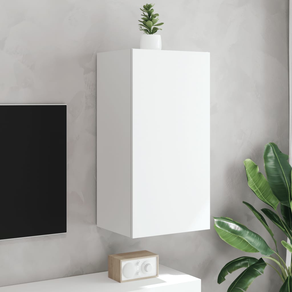 Meuble TV mural avec lumières LED blanc 40,5x35x80 cm - XIOS