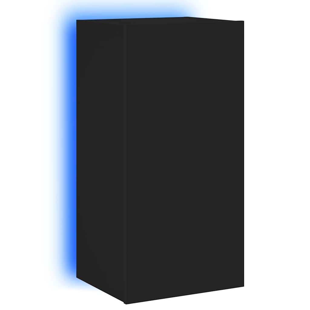 Meuble TV mural avec lumières LED noir 40,5x35x80 cm - XIOS