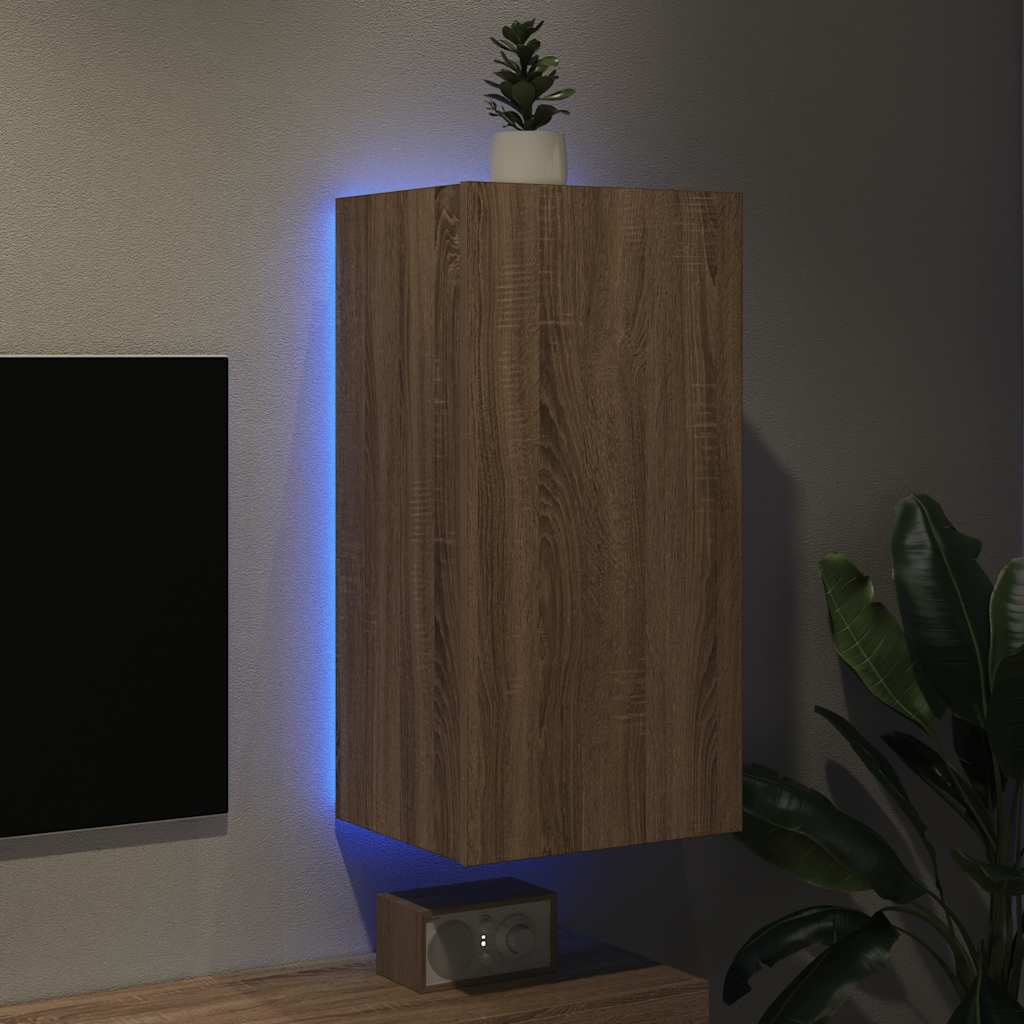 Meuble TV mural avec lumières LED chêne sonoma 40,5x35x80 cm - XIOS