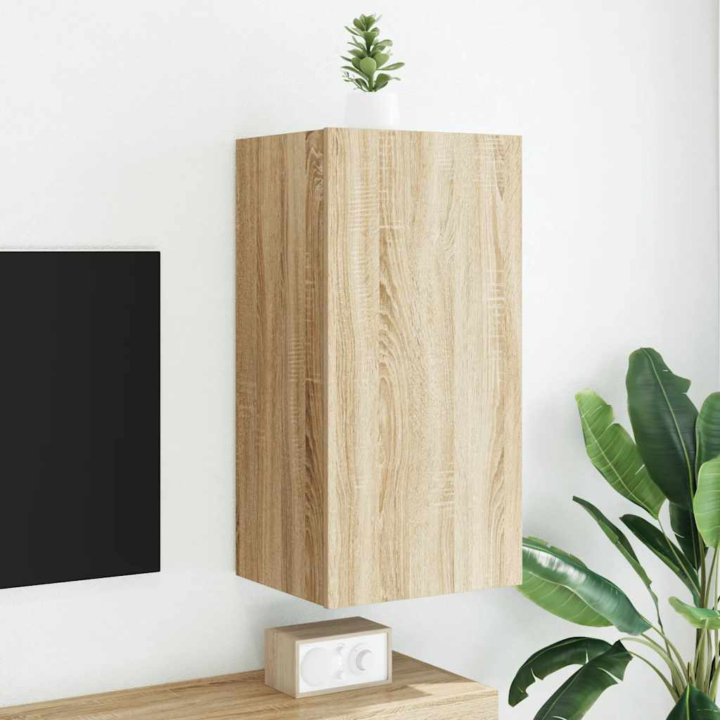 Meuble TV mural avec lumières LED chêne sonoma 40,5x35x80 cm - XIOS