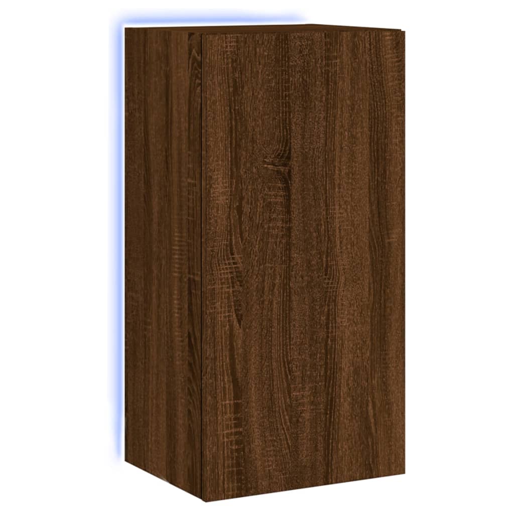 Meuble TV mural avec lumières LED chêne marron 40,5x35x80 cm - XIOS