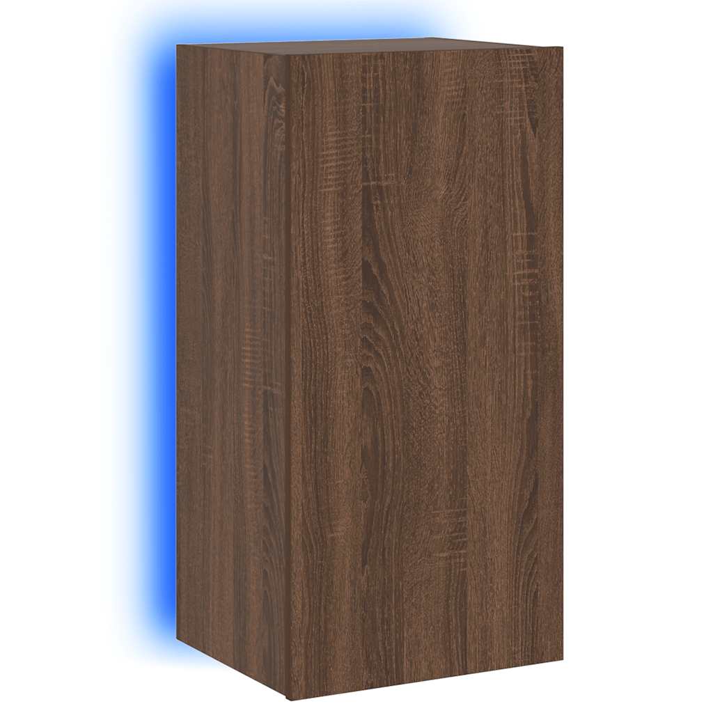 Meuble TV mural avec lumières LED chêne marron 40,5x35x80 cm - XIOS