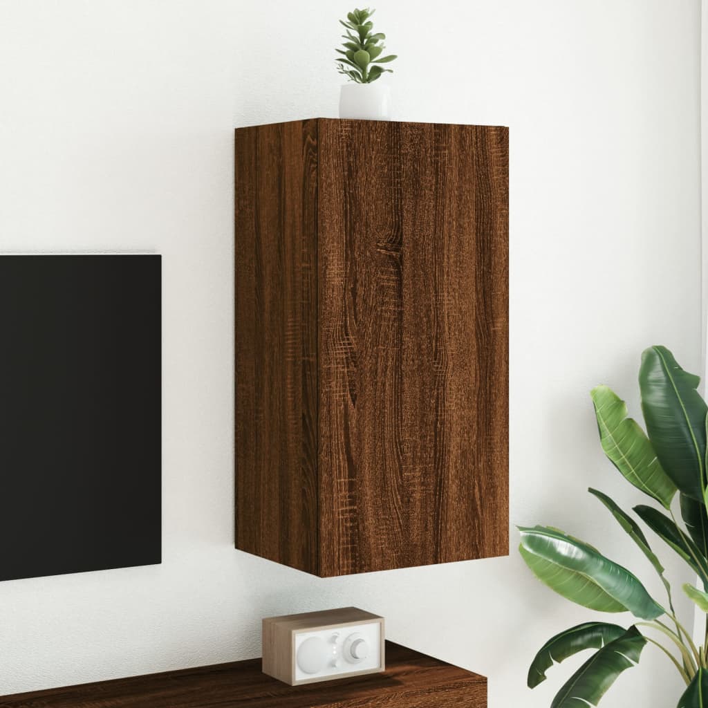Meuble TV mural avec lumières LED chêne marron 40,5x35x80 cm - XIOS