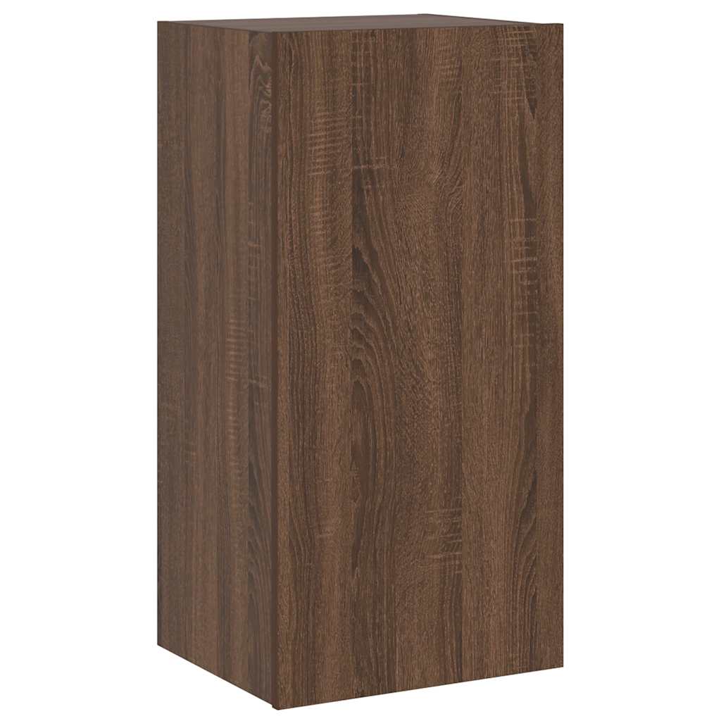 Meuble TV mural avec lumières LED chêne marron 40,5x35x80 cm - XIOS