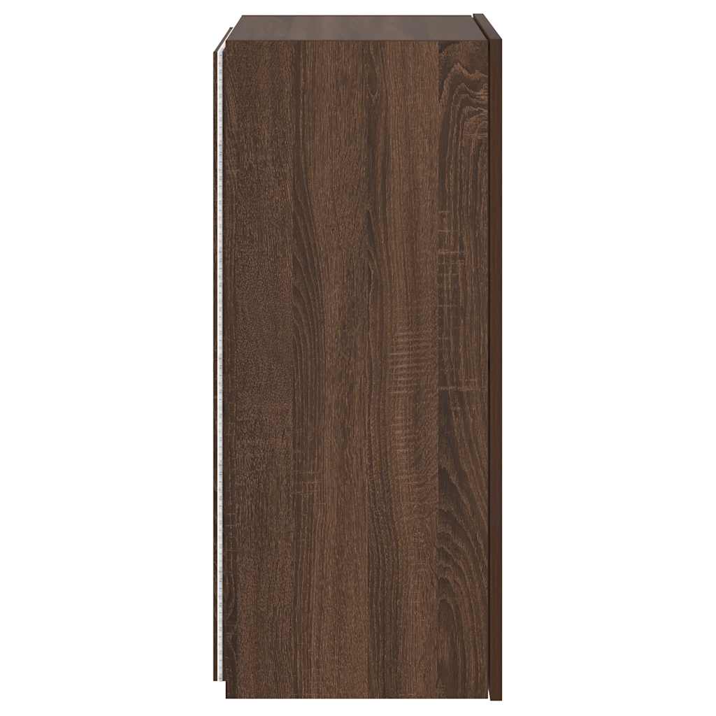 Meuble TV mural avec lumières LED chêne marron 40,5x35x80 cm - XIOS