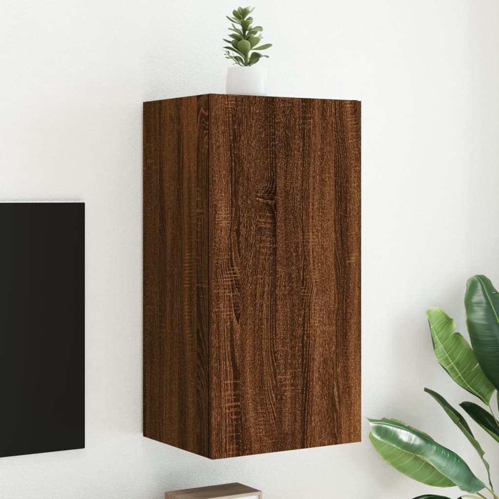 Meuble TV mural avec lumières LED chêne marron 40,5x35x80 cm - XIOS