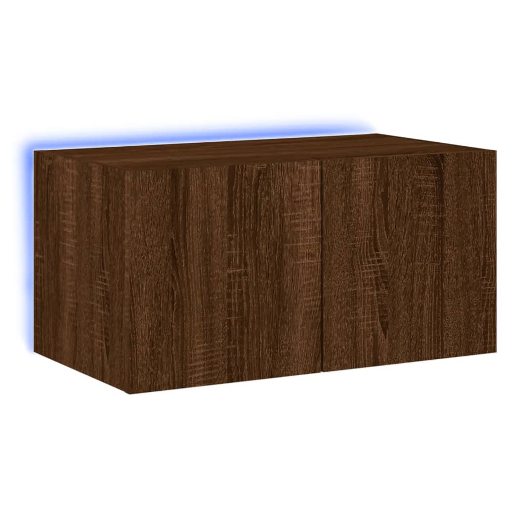 Meuble TV mural avec lumières LED chêne marron 60x35x31 cm - XIOS
