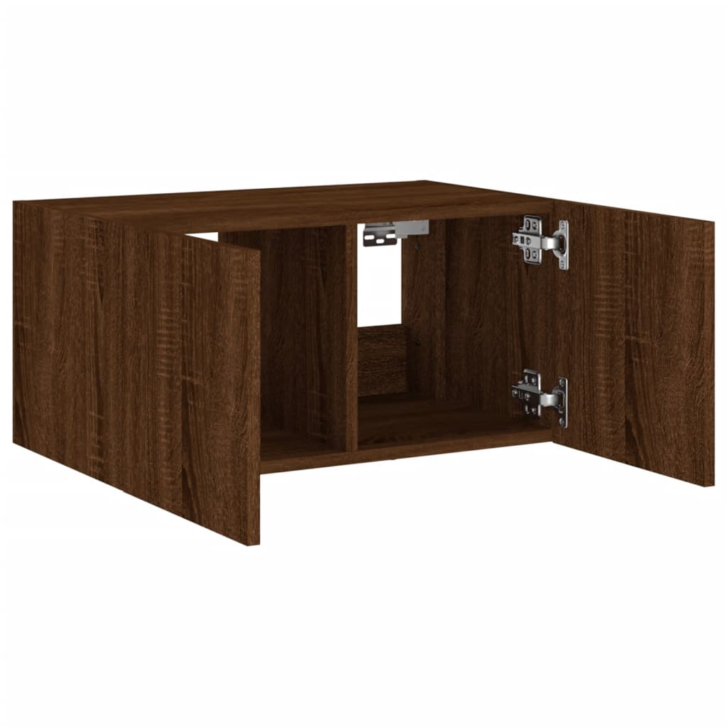 Meuble TV mural avec lumières LED chêne marron 60x35x31 cm - XIOS